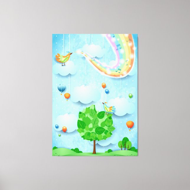 Rainbow colours and tree canvas print (Front)