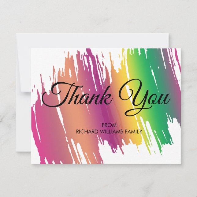 Rainbow Colours Brushstroke Bridal Shower Thank Yo You Card (Front)