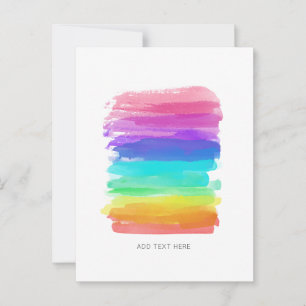 Rainbow Colours Brushstrokes Custom Text Stationar Postcard