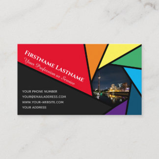 Rainbow colours camera for Photographer appointmen Business Card