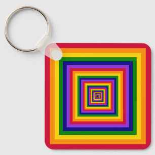 Rainbow Colours Combination / Mix of Nested Square Keychain