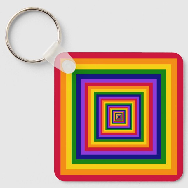 Rainbow Colours Combination / Mix of Nested Square Keychain (Front)