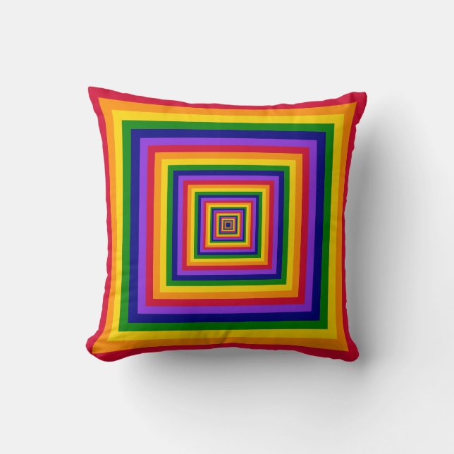 Rainbow Colours Combination / Mix of Nested Square Throw Pillow (Front)