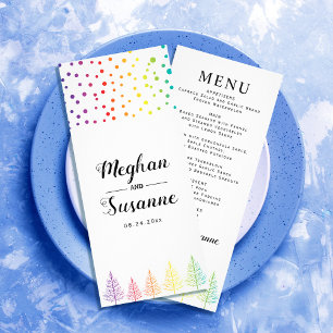 Rainbow colours confetti and trees wedding  rack card