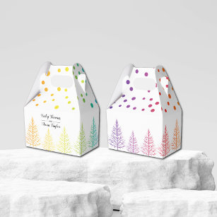 Rainbow colours confetti gay lesbian wedding favor box