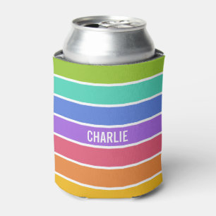 Rainbow Colours custom monogram can coolers