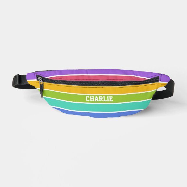 Rainbow Colours custom name Fanny Pack (Front)