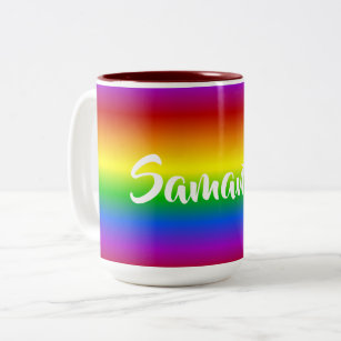 Rainbow Colours custom name mugs