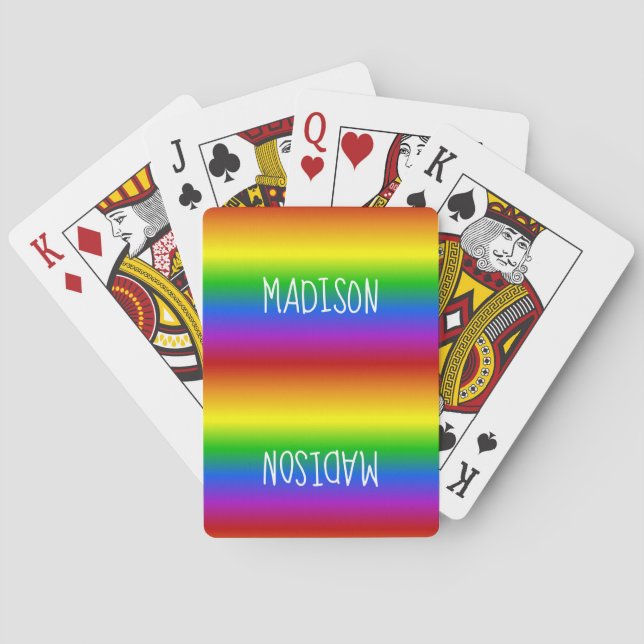 Rainbow Colours custom name playing cards (Back)