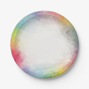 Rainbow Colours Custom Party Birthday Round Paper Plate
