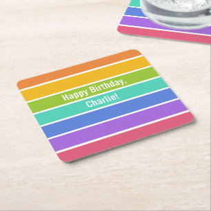 Rainbow Colours custom party coasters