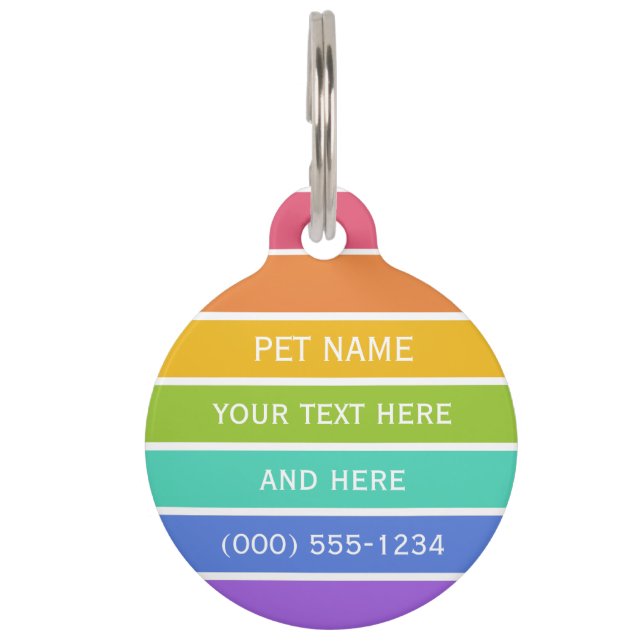 Rainbow Colours custom pet tag (Front)