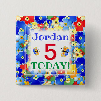 Rainbow Colours Customizable Age 2 Inch Square Button