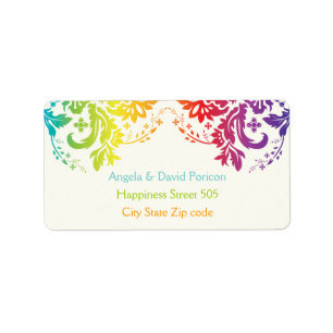Rainbow colours damask request 1 label
