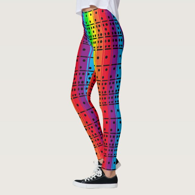 Rainbow Colours Dominoes Leggings (Left)