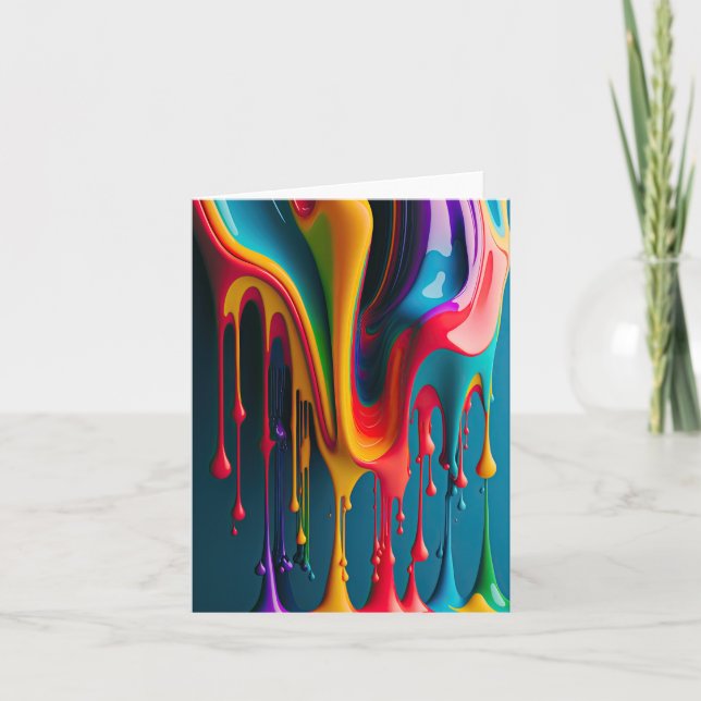 Rainbow Colours Dripping Paint Colourful Beautiful Card (Front)