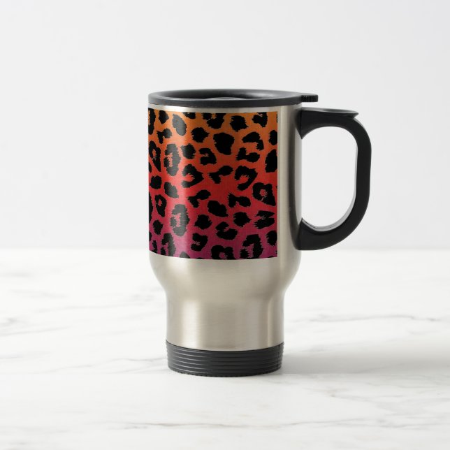 Rainbow Colours Fantasy Leopard Print Pattern Travel Mug (Right)