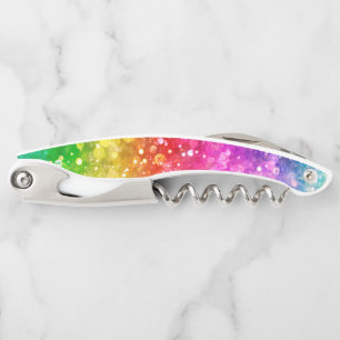 Rainbow colours faux glitter corkscrew