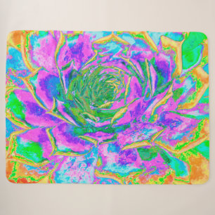 Rainbow Colours Fiesta Succulent Sedum Rosette Sherpa Blanket