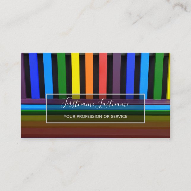 Rainbow colours for painter and decorator business business card (Front)