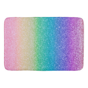 Rainbow Colours Glitter Sparkle Girly Glam Bath Mat