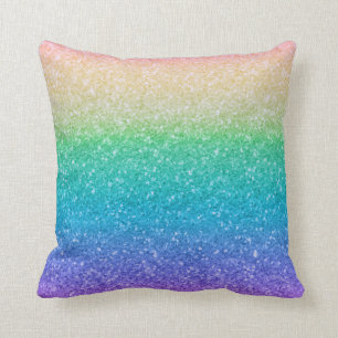 Rainbow Colours Glitter Sparkle Girly Glam Colourf Throw Pillow