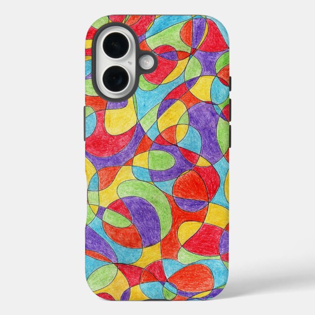 Rainbow Colours Hand Drawn Crayon Doodle Pattern Case-Mate iPhone Case (Back)