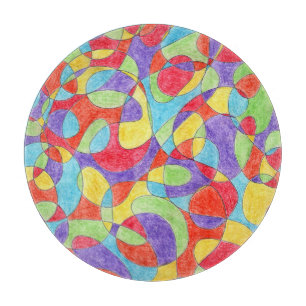 Rainbow Colours Hand Drawn Crayon Doodle Pattern Cutting Board