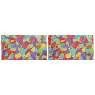 Rainbow Colours Hand Drawn Crayon Doodle Pattern Pillowcase