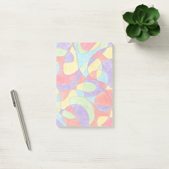 Rainbow Colours Hand Drawn Crayon Doodle Pattern Post-it Notes (Office)