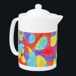 Rainbow Colours Hand Drawn Crayon Doodle Pattern T<br><div class="desc">This teapot features an abstract doodle bright rainbow colour design. This pattern is a rainbow coloured swirly doodle design that I I drew by hand and then scanned into the computer so that I could achieve a realistic hand coloured texture so that it looks like the crayon was drawn directly...</div>