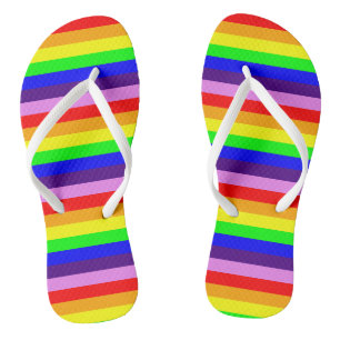 Rainbow Colours Horizontal Classic Stripes Colourf Flip Flops