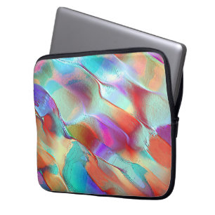 Rainbow colours in virtual pearly rock laptop sleeve