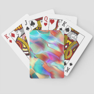 Rainbow colours in virtual pearly rock playing cards