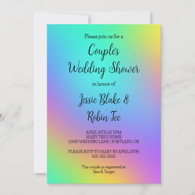 Rainbow Colours Invitation Wedding shower de Coupl (Devant)