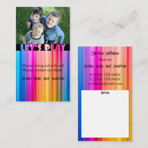 Rainbow colours Let's play Photo Calling Card