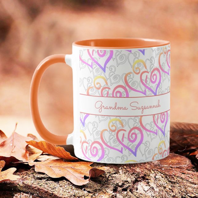 Rainbow Colours Linked Heart Artwork Custom Mug (Creator Uploaded)
