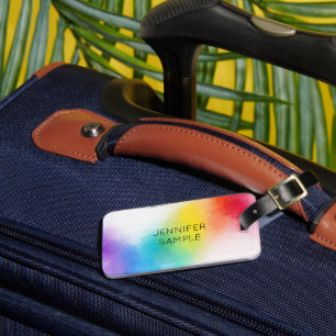 Rainbow Colours Modern Trendy Elegant Template Luggage Tag