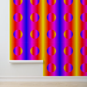 Rainbow Colours Neon Stripe and Circles Pattern Ar Wallpaper