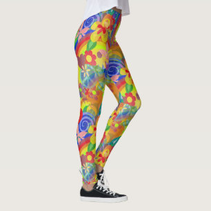 Rainbow Colours of Flower Power Leggings