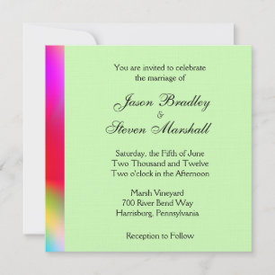 Rainbow Colours on Green Wedding Invitation