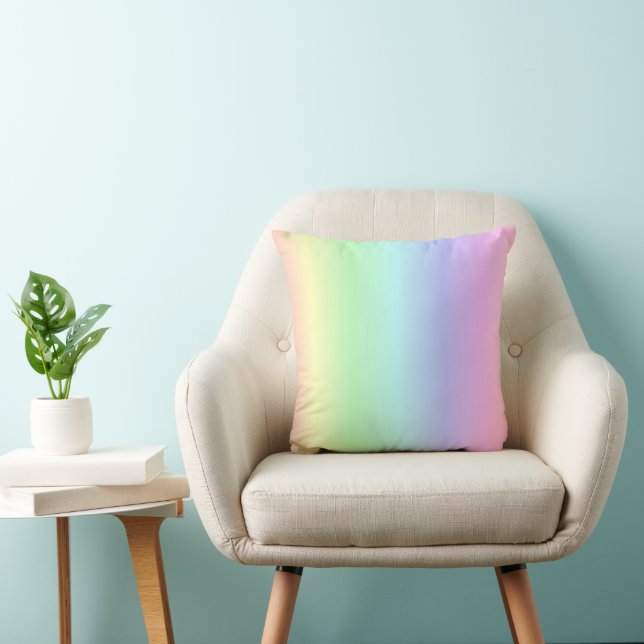 Rainbow Colours on Light Periwinkle Throw Pillow (Chair)