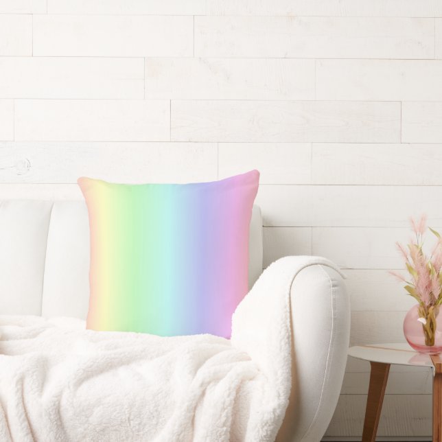 Rainbow Colours on Light Rose Throw Pillow (Couch)