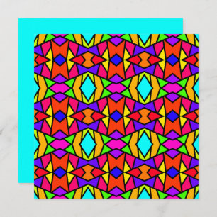 Rainbow Colours Patchwork Geometric Repeat Pattern Card