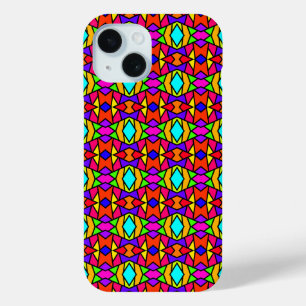 Rainbow Colours Patchwork Geometric Repeat Pattern iPhone 15 Case