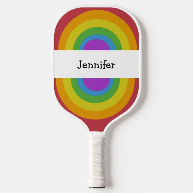 Rainbow Colours Personalized Pickleball Paddle (Front)