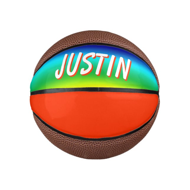 Rainbow Colours Personalized PRIDE Mini Basketball (Front)
