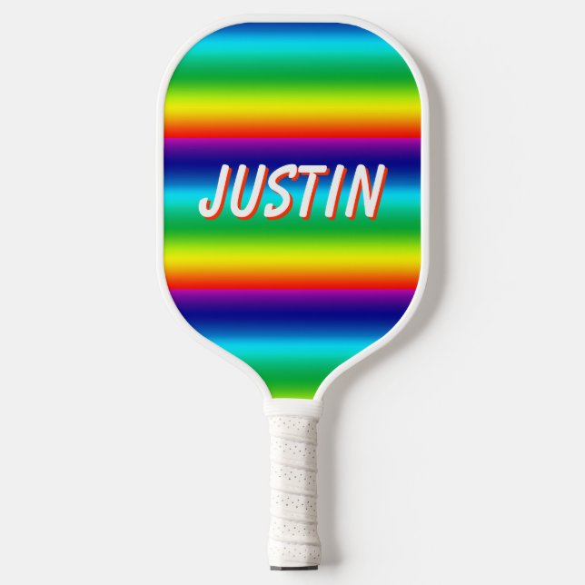 Rainbow Colours Personalized PRIDE Pickleball Paddle (Front)