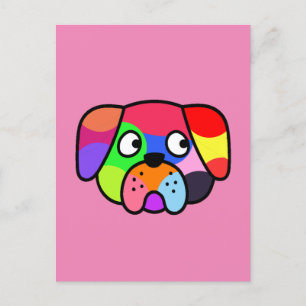 Rainbow Colours Pet Funny Colourful Dog Puppy Postcard