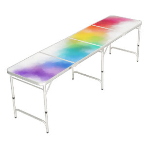 Rainbow Colours Pink Blue Purple Green White Trend Beer Pong Table